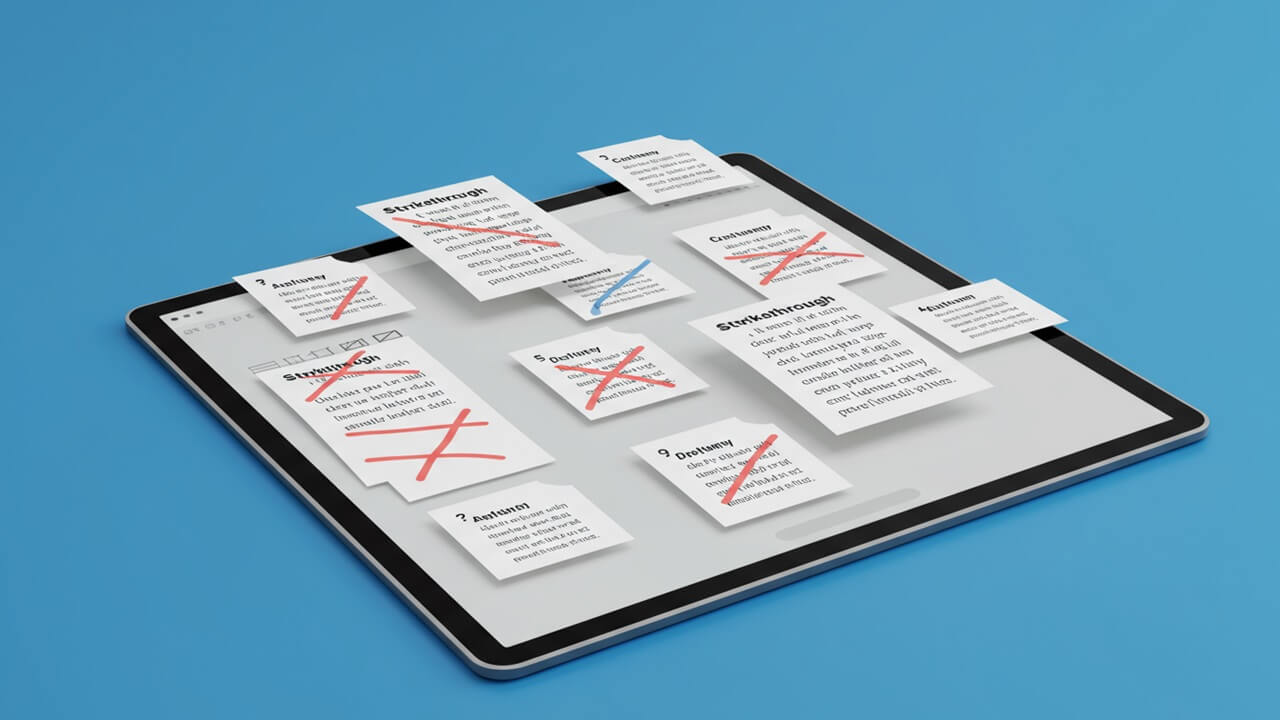 Illustration showing how to use strikethrough effectively in writing